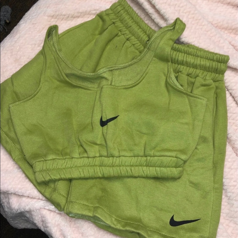 Nike sports bra and shorts sweatsuit